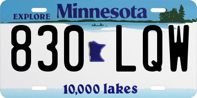 MN license plate 830LQW