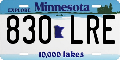 MN license plate 830LRE