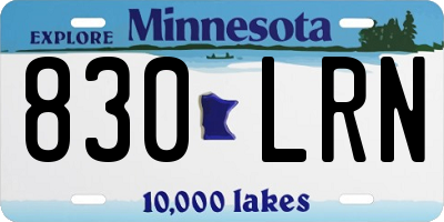 MN license plate 830LRN