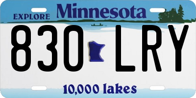 MN license plate 830LRY