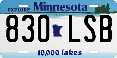 MN license plate 830LSB