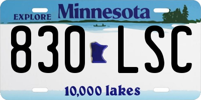 MN license plate 830LSC