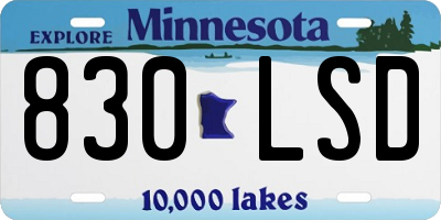 MN license plate 830LSD