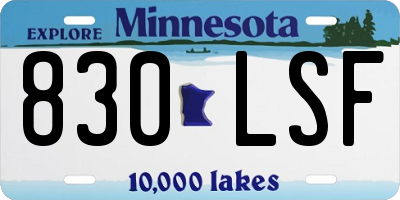 MN license plate 830LSF