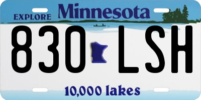 MN license plate 830LSH