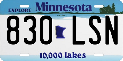 MN license plate 830LSN