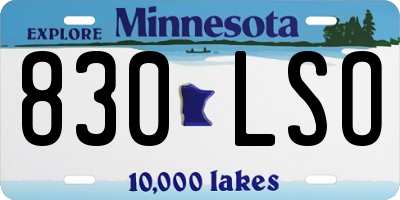 MN license plate 830LSO