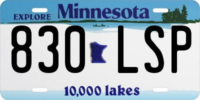 MN license plate 830LSP