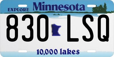 MN license plate 830LSQ