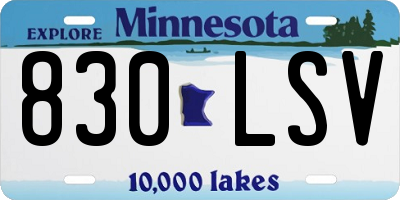MN license plate 830LSV