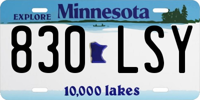 MN license plate 830LSY