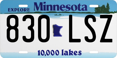 MN license plate 830LSZ
