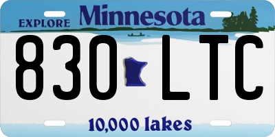 MN license plate 830LTC