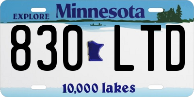 MN license plate 830LTD