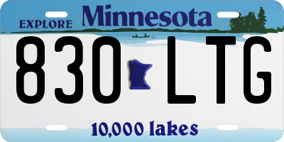 MN license plate 830LTG