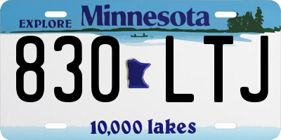 MN license plate 830LTJ
