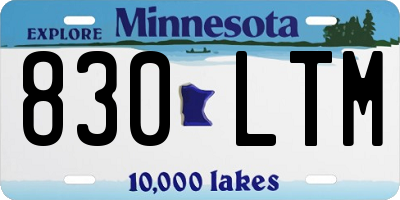 MN license plate 830LTM