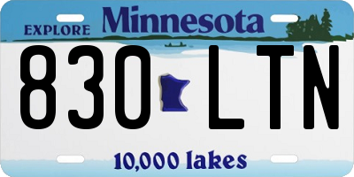MN license plate 830LTN
