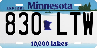 MN license plate 830LTW