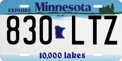 MN license plate 830LTZ