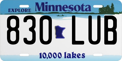 MN license plate 830LUB