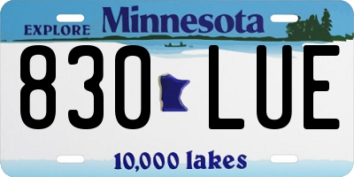 MN license plate 830LUE