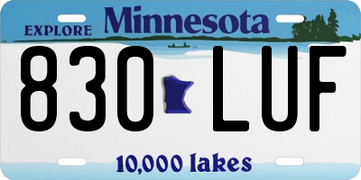 MN license plate 830LUF