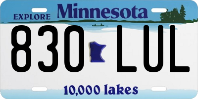 MN license plate 830LUL