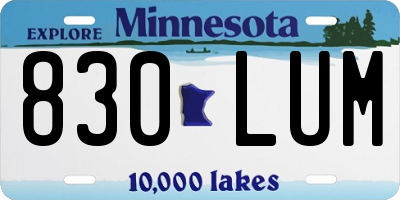 MN license plate 830LUM