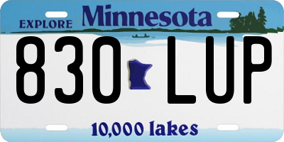 MN license plate 830LUP