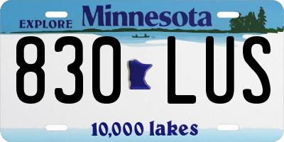 MN license plate 830LUS