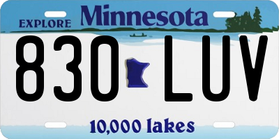 MN license plate 830LUV