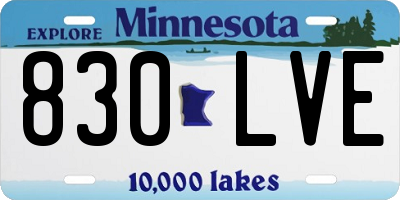 MN license plate 830LVE