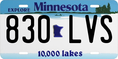 MN license plate 830LVS