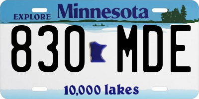 MN license plate 830MDE