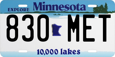 MN license plate 830MET