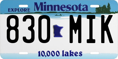 MN license plate 830MIK