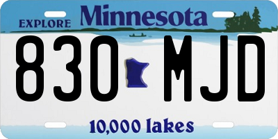 MN license plate 830MJD