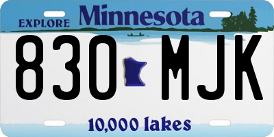 MN license plate 830MJK