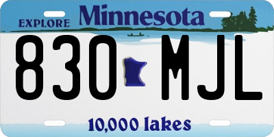 MN license plate 830MJL