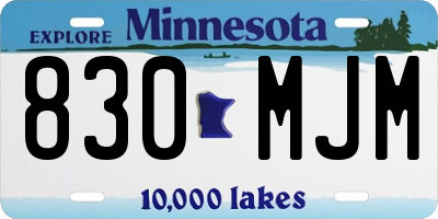 MN license plate 830MJM