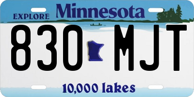 MN license plate 830MJT