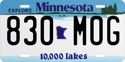 MN license plate 830MOG