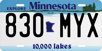 MN license plate 830MYX