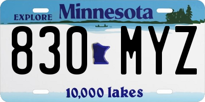 MN license plate 830MYZ