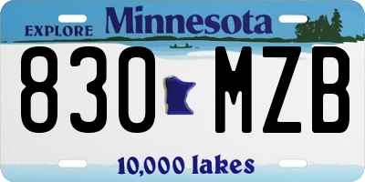MN license plate 830MZB