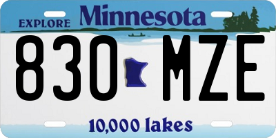 MN license plate 830MZE
