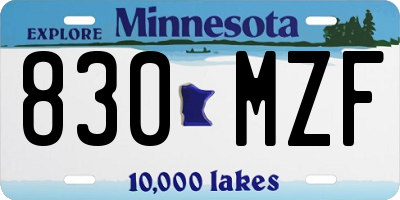MN license plate 830MZF