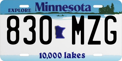 MN license plate 830MZG
