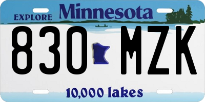 MN license plate 830MZK